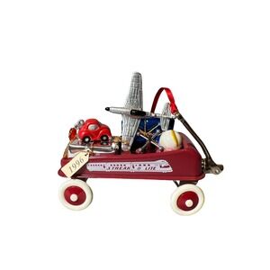 Vtg 1996 Radio Flyer Wagon Model Streak-O-Lite Christmas‎ Ornament Airplane Car
